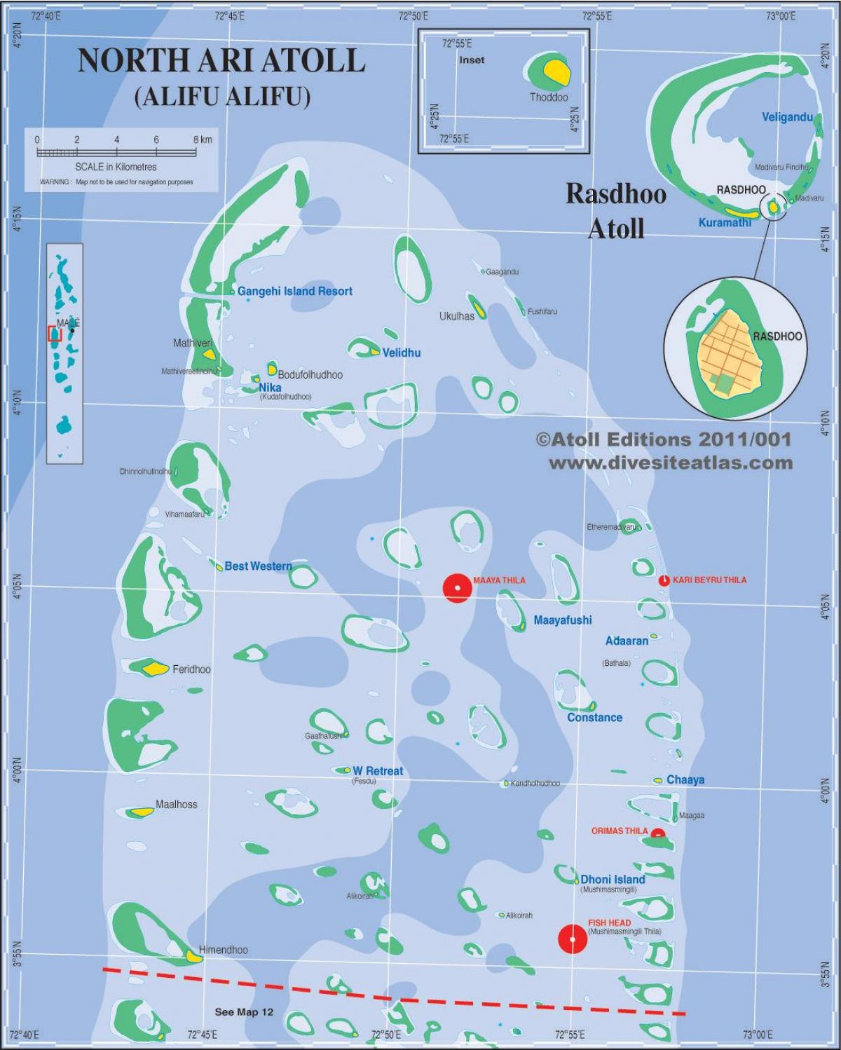 bản đồ của ari, đảo maldives
