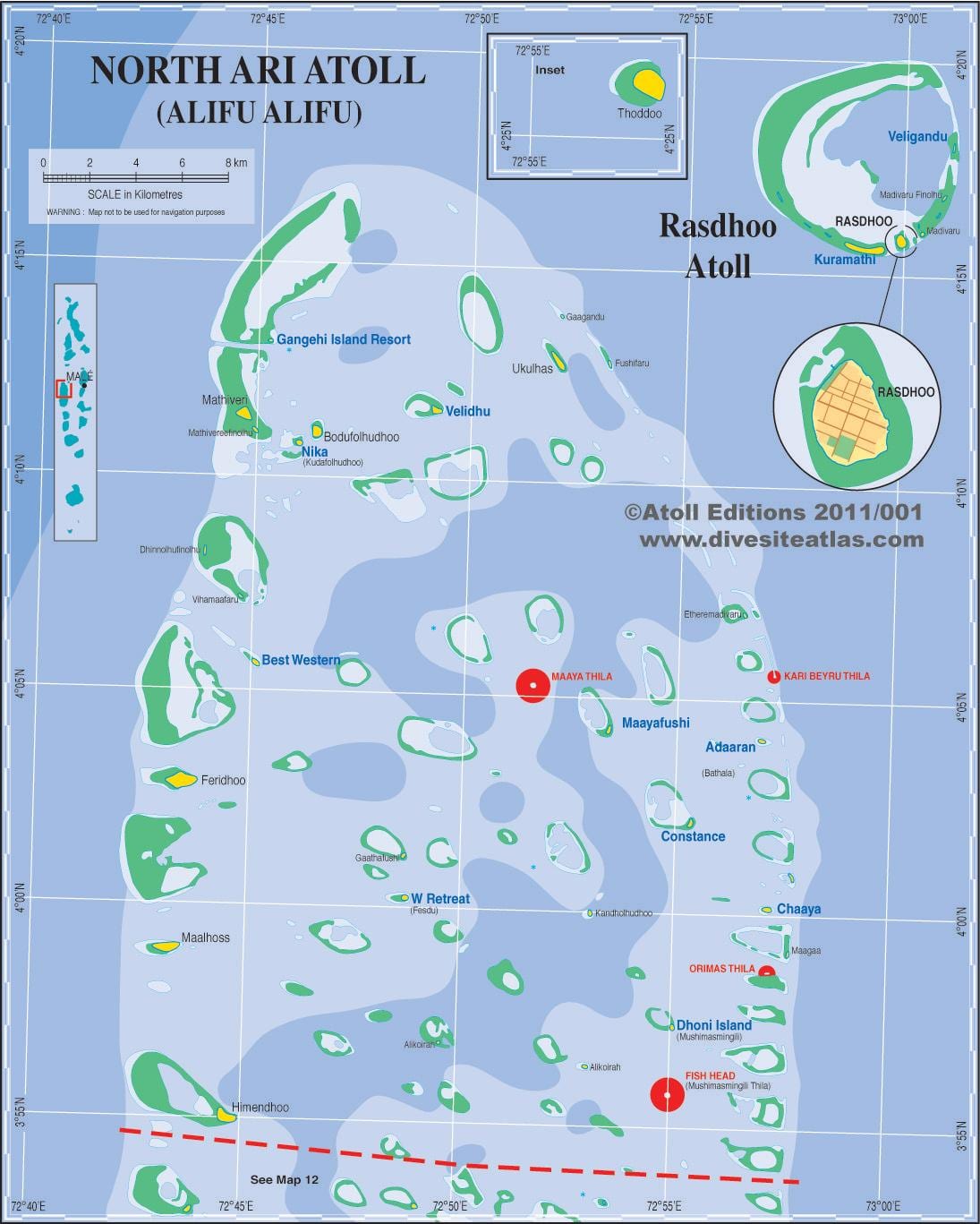 bản đồ của ari, đảo maldives