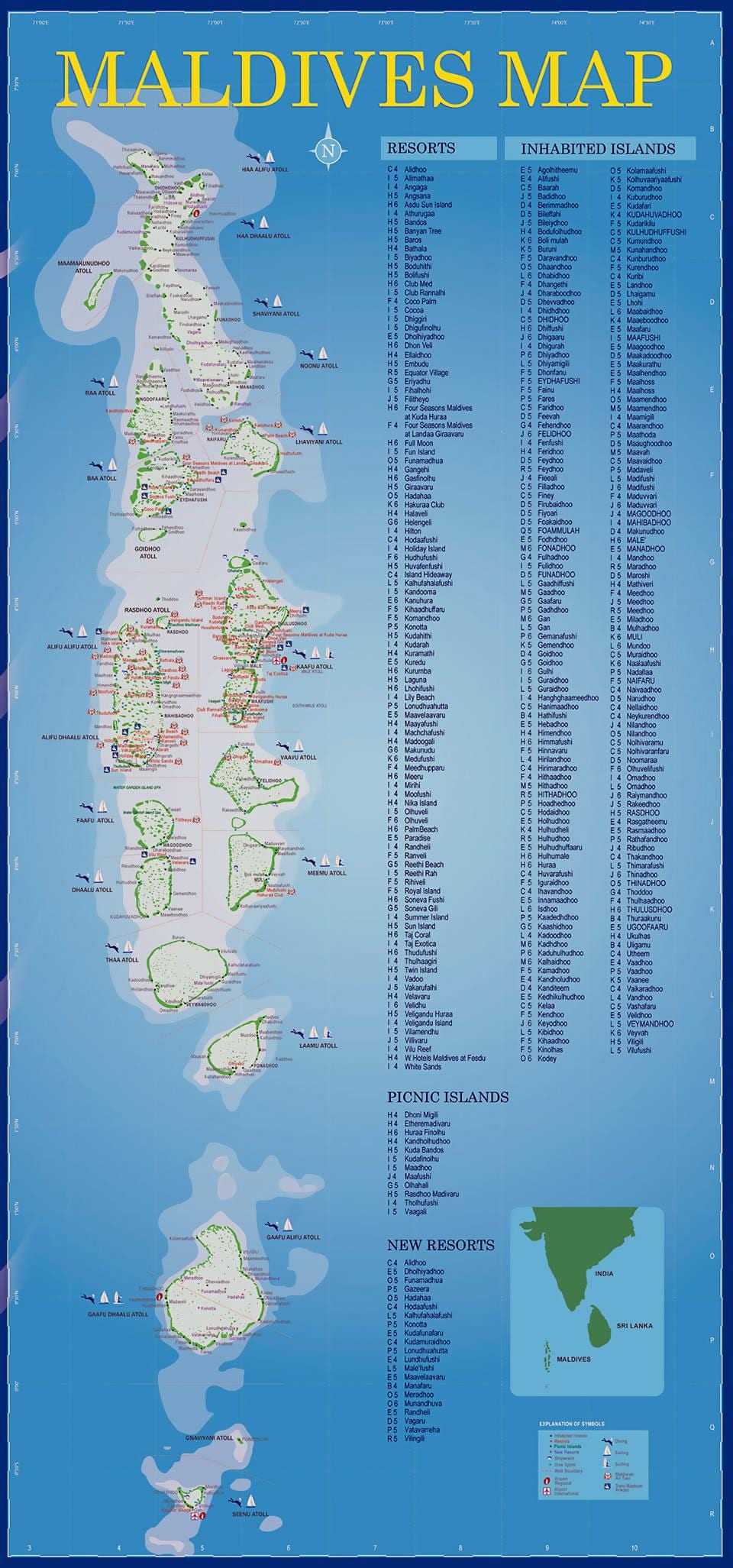 bản đồ của đảo maldives khu nghỉ dưỡng
