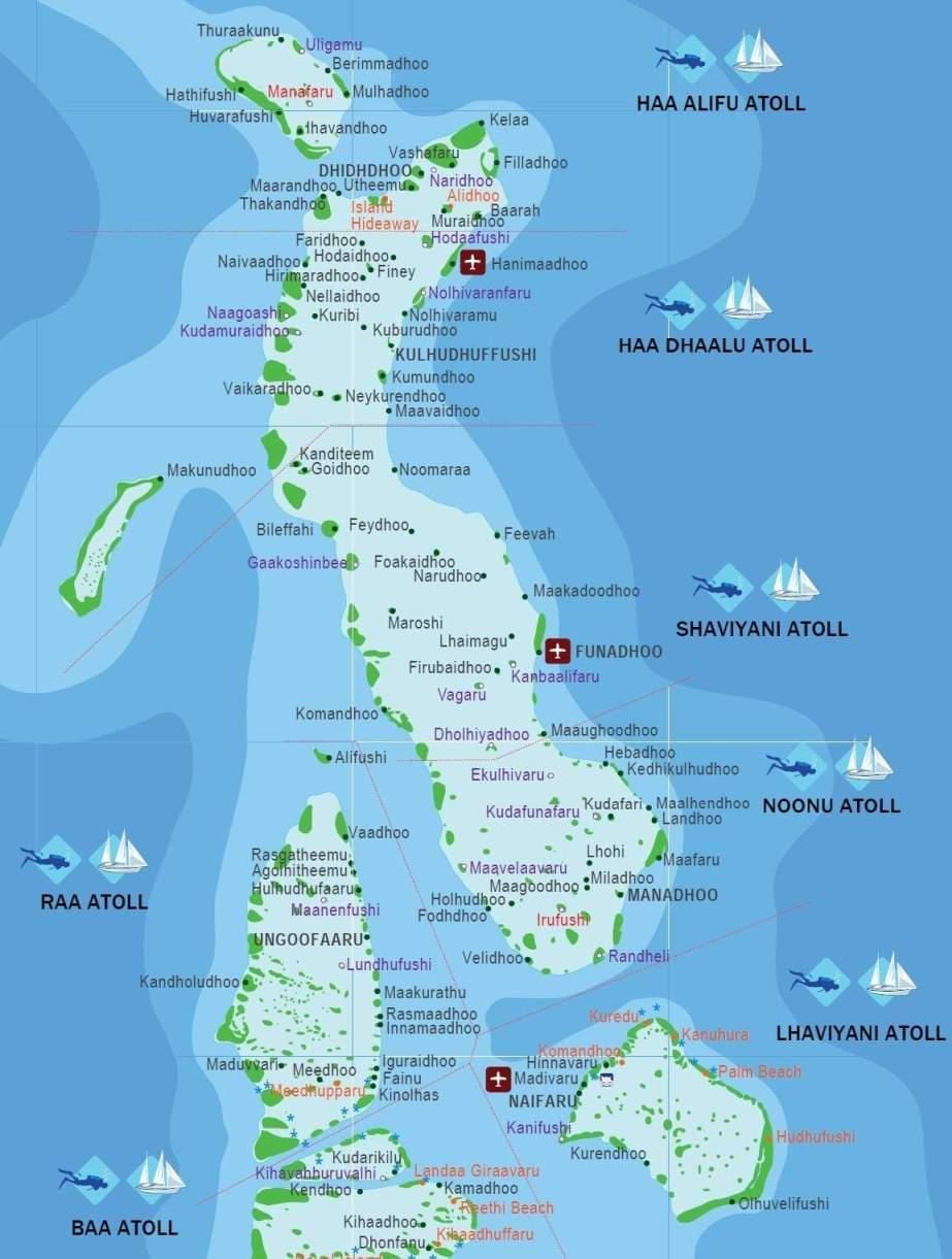 đầy đủ bản đồ của maldives