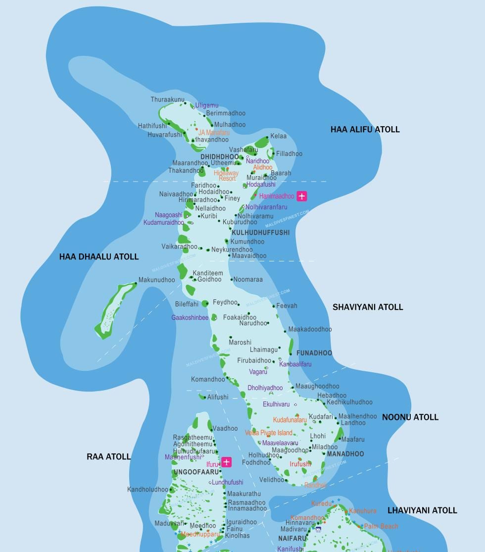 bản đồ của maldives và nước xung quanh