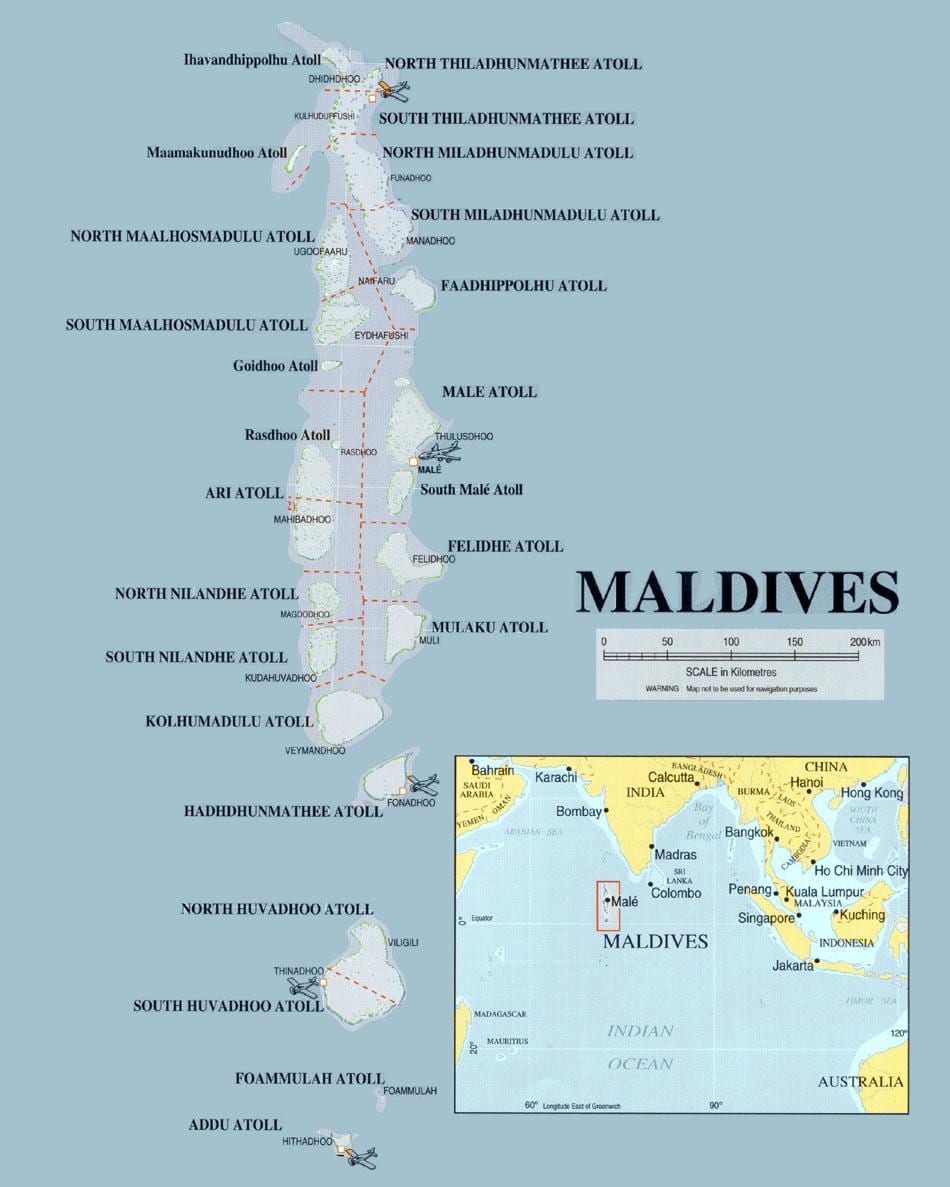 bản đồ của maldives vật chất