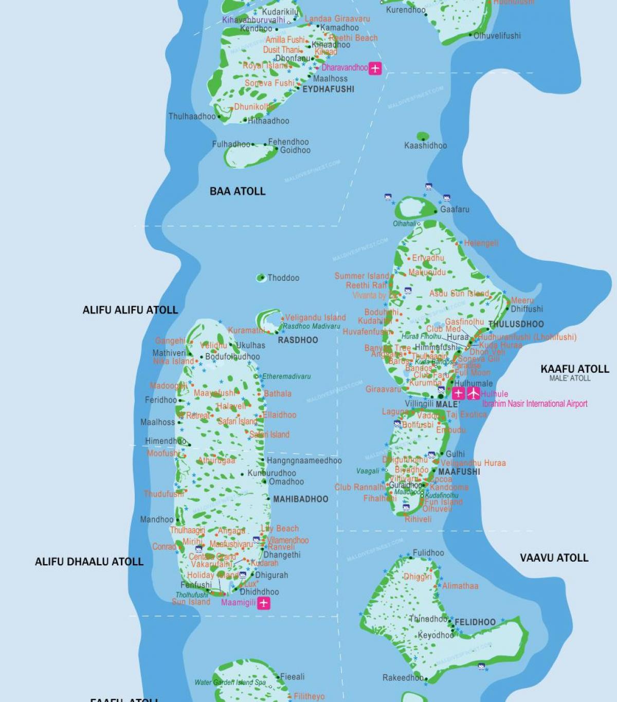 maldives sân bay bản đồ